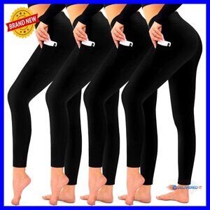 High Waisted Tummy Control Yoga Pants 4 Pack Plus Size Leggings